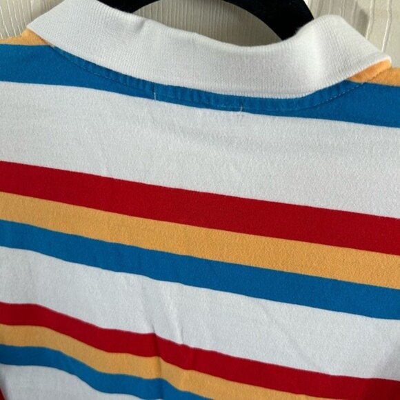 VANS Colorful Striped Cropped Polo Shirt Top Red Yellow Blue Sz Small - Picture 12 of 15